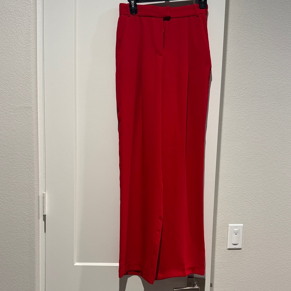 Babaton Red Wide-Leg Pants